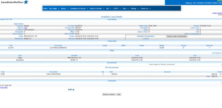 Available Load Details
