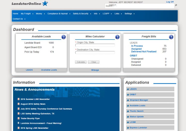 Landstar Load Board Dashboard