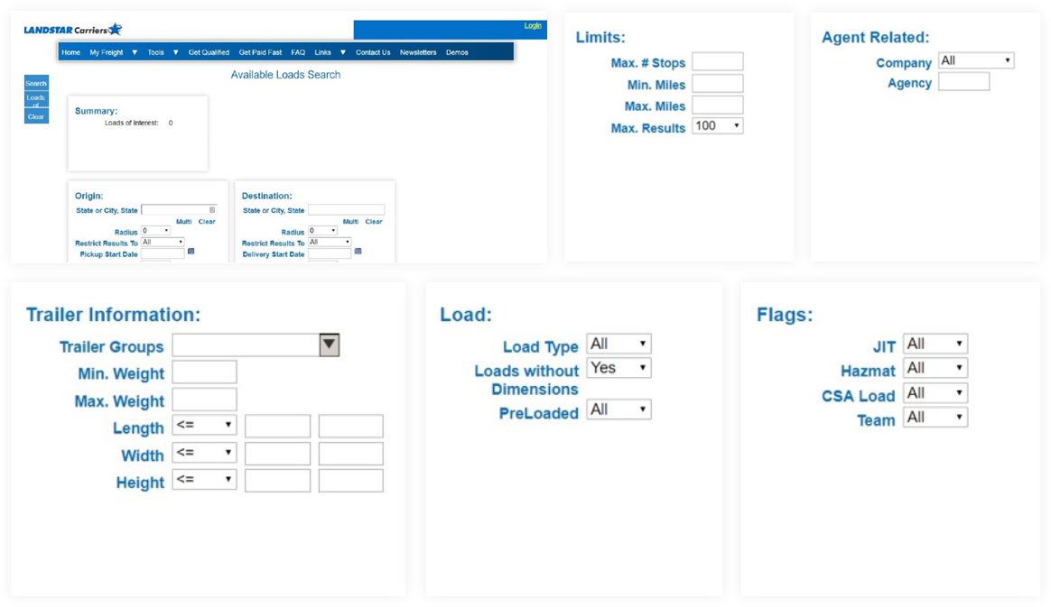 Landstar Load Board Inside Panel Example